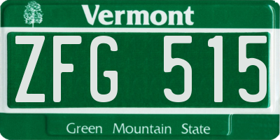VT license plate ZFG515