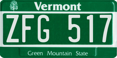 VT license plate ZFG517