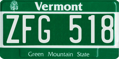 VT license plate ZFG518