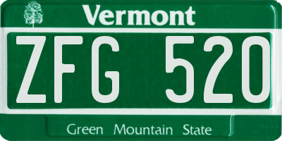 VT license plate ZFG520