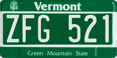 VT license plate ZFG521
