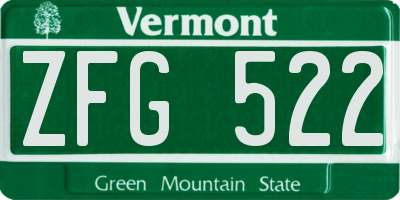 VT license plate ZFG522