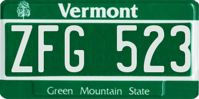 VT license plate ZFG523
