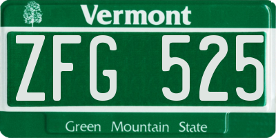 VT license plate ZFG525
