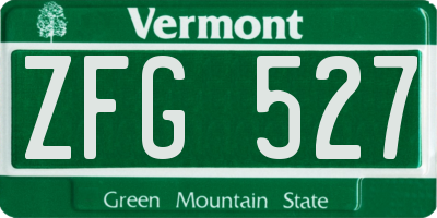 VT license plate ZFG527