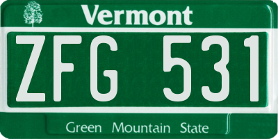 VT license plate ZFG531