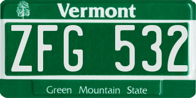 VT license plate ZFG532