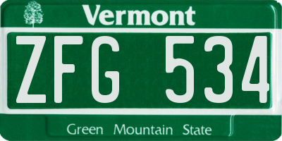 VT license plate ZFG534