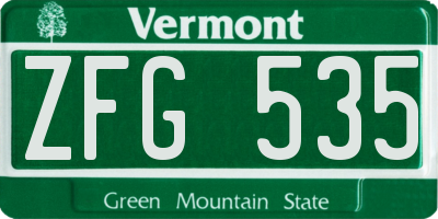 VT license plate ZFG535