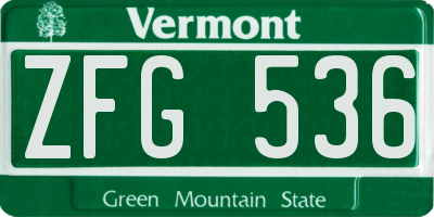 VT license plate ZFG536