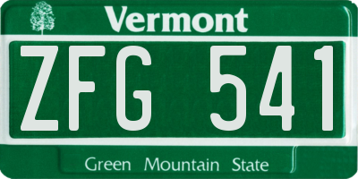 VT license plate ZFG541