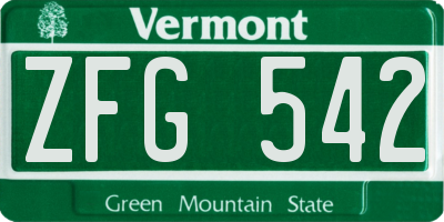 VT license plate ZFG542