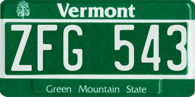VT license plate ZFG543
