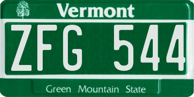 VT license plate ZFG544