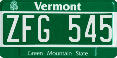 VT license plate ZFG545