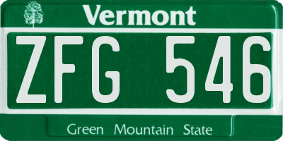 VT license plate ZFG546