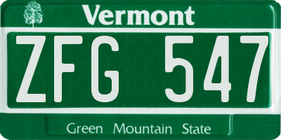 VT license plate ZFG547