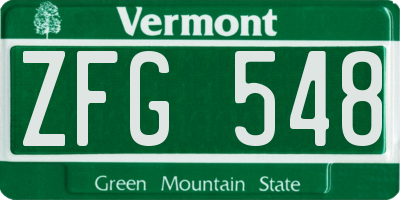 VT license plate ZFG548