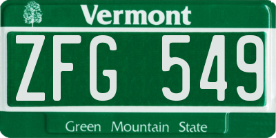 VT license plate ZFG549
