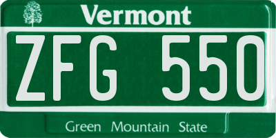 VT license plate ZFG550