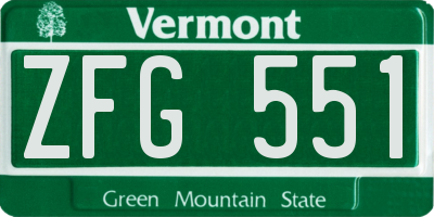 VT license plate ZFG551