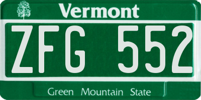 VT license plate ZFG552