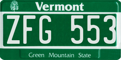 VT license plate ZFG553
