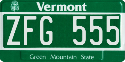 VT license plate ZFG555