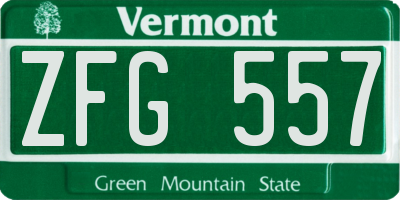 VT license plate ZFG557