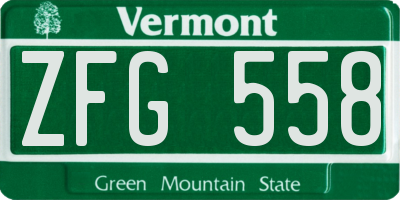 VT license plate ZFG558