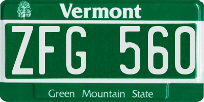 VT license plate ZFG560