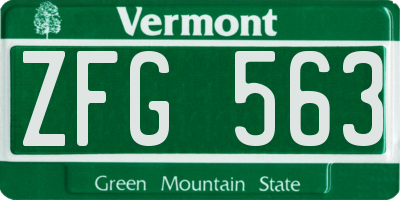 VT license plate ZFG563