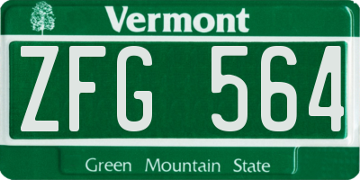 VT license plate ZFG564