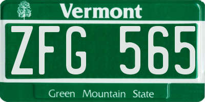 VT license plate ZFG565