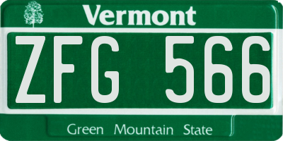 VT license plate ZFG566