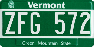 VT license plate ZFG572
