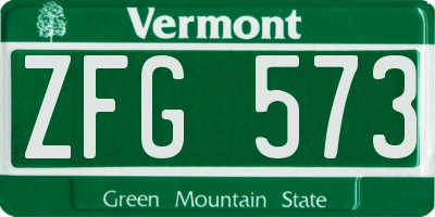 VT license plate ZFG573
