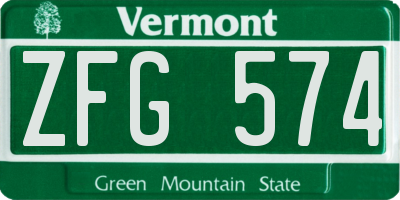 VT license plate ZFG574