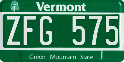 VT license plate ZFG575