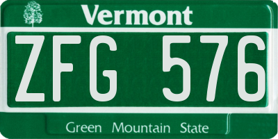 VT license plate ZFG576