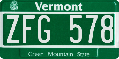 VT license plate ZFG578