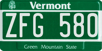 VT license plate ZFG580