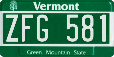 VT license plate ZFG581