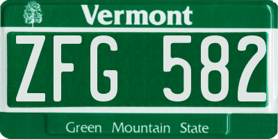 VT license plate ZFG582