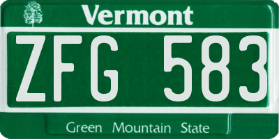 VT license plate ZFG583