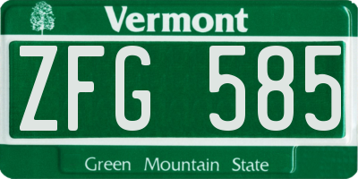 VT license plate ZFG585