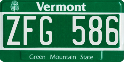 VT license plate ZFG586