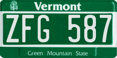 VT license plate ZFG587