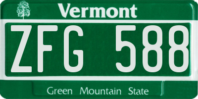 VT license plate ZFG588