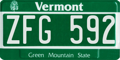 VT license plate ZFG592